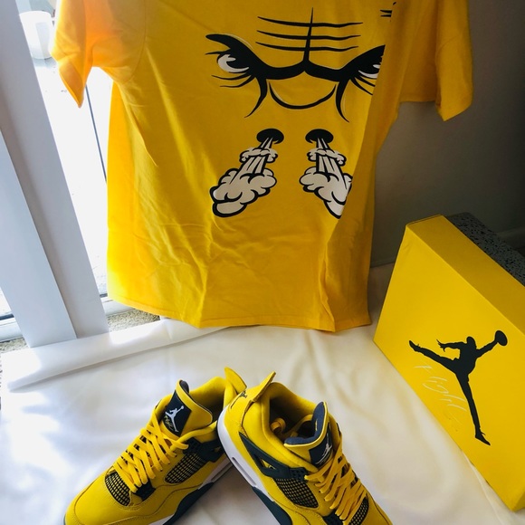 Jordan 4 Lightning size 12 and Shirt size L - Picture 2 of 10